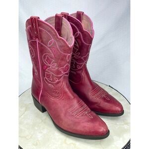 Ariat Heritage Floral Embroidered Leather Western Boots Womens 7 Pink Cowgirl